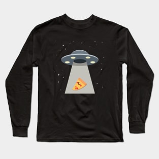 Alien Pizza Abduction Spaceship Long Sleeve T-Shirt